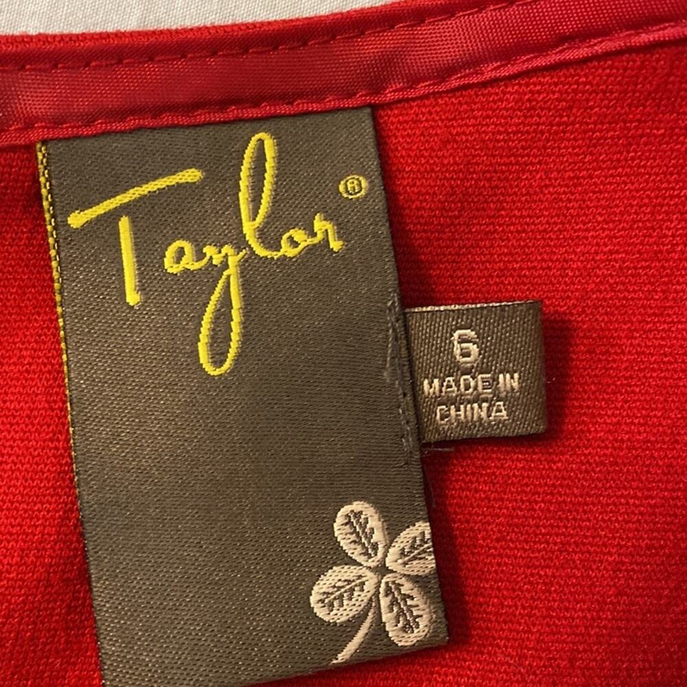 NEW Taylor Red Ruffle Bottom Ponte Sheath Dress Size 6 - Picture 3 of 8
